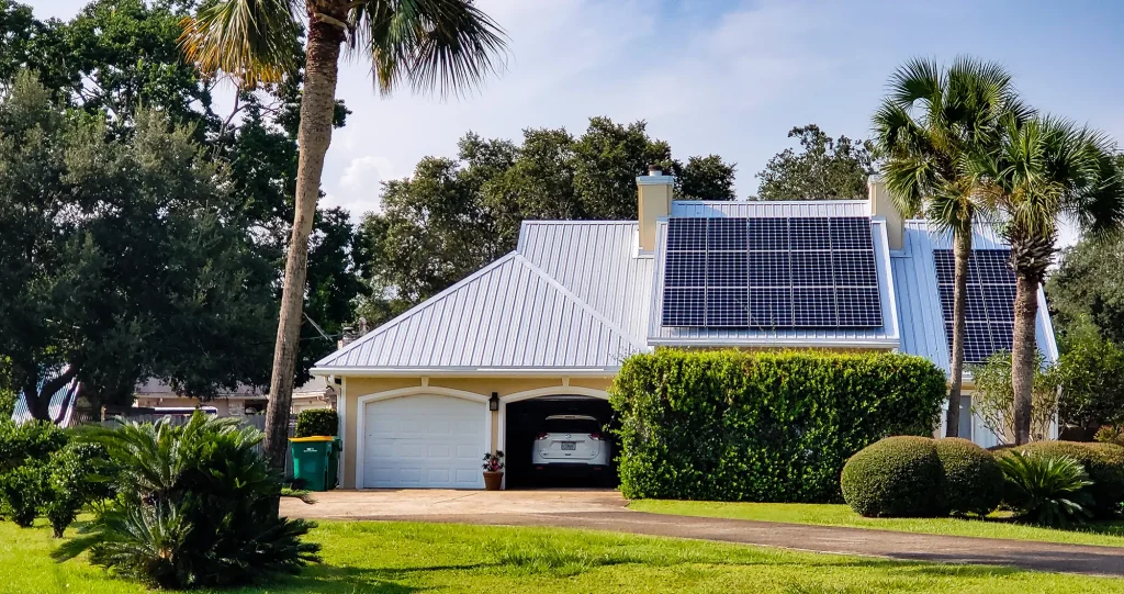 home with beach vibes has solar panels on rooftop